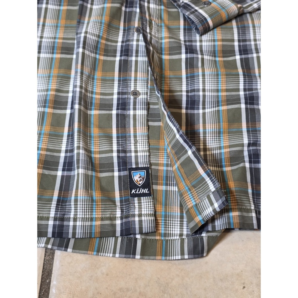 KUHL Men's XXL Long Sleeve Button Down Green Blue Plaid Hiking Outdoor - Picture 5 of 10